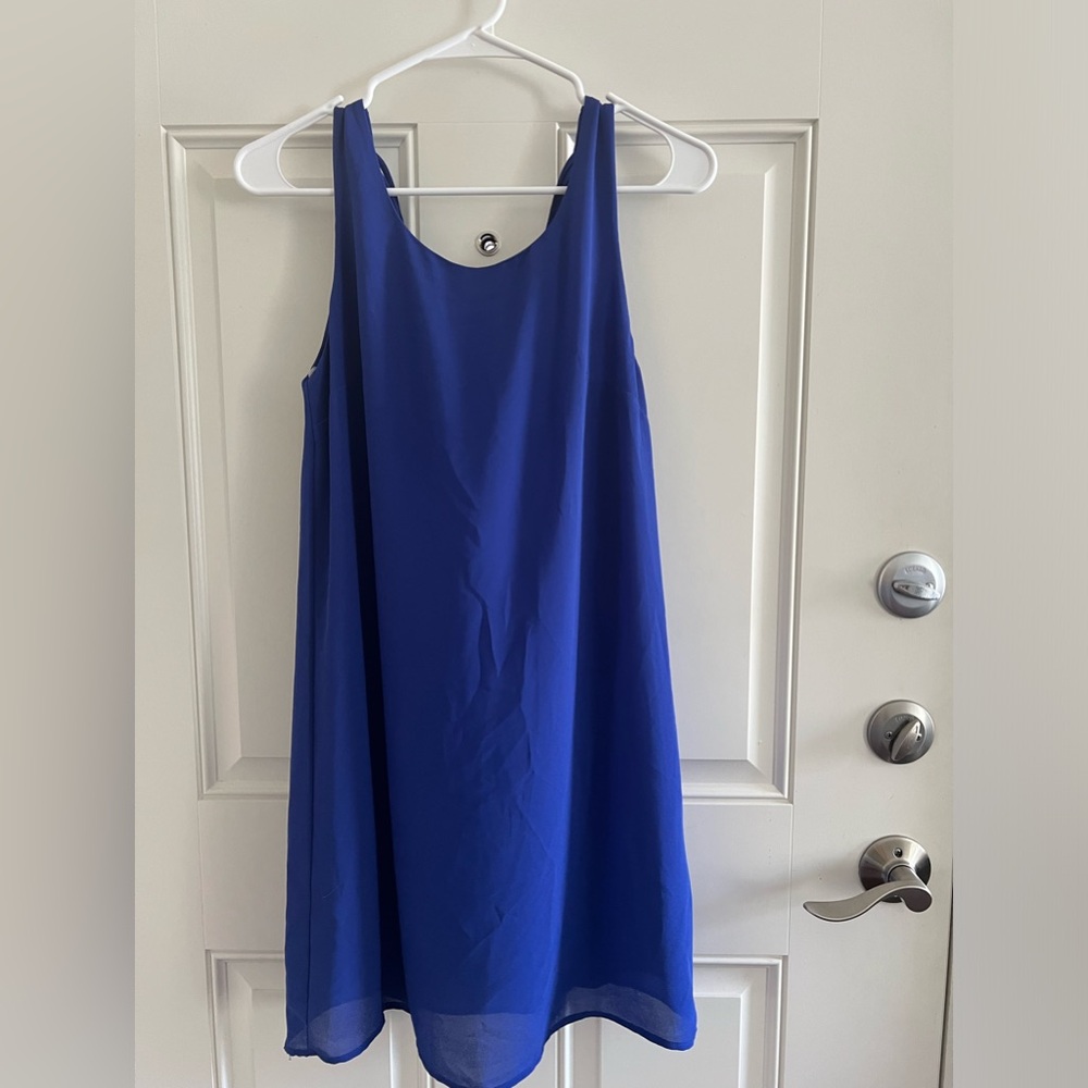 Boutique blue dress with cross cross back detail